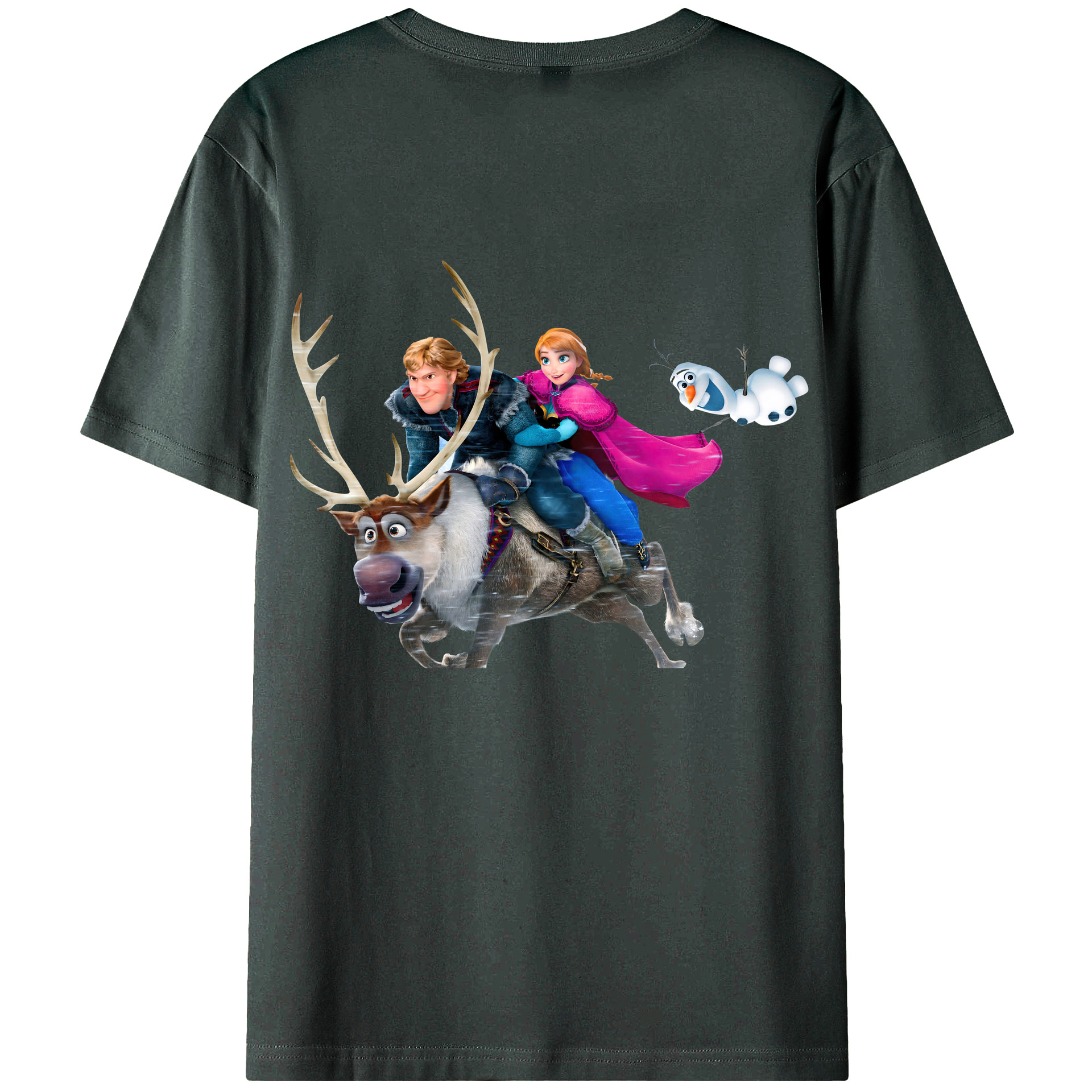 （画像用） アナと雪の女王 アンナ エルサ Frozen Anna Elsa 綿100％ メンズ半袖Tシャツ（バックプリント） 通気性